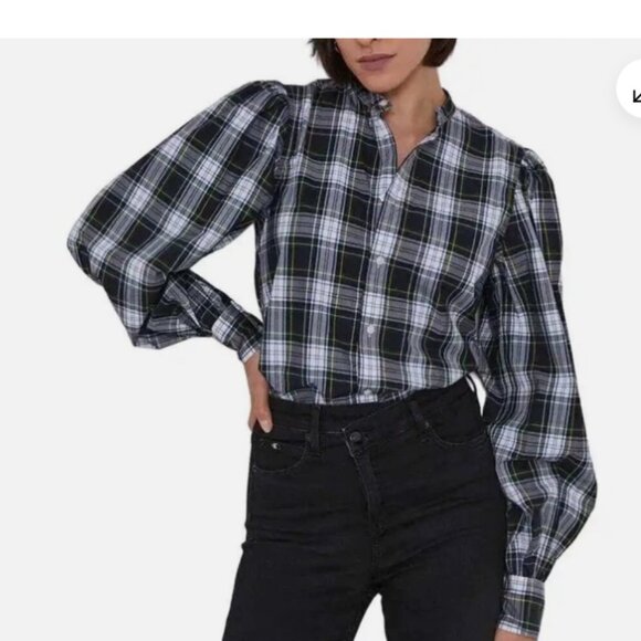 Polo Ralph Lauren Women Multi Color Cotton Blouson-Sleeve Shirt, Size 2 NWT - Picture 4 of 10